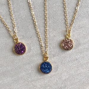 Dainty Gold Druzy Choker Necklace